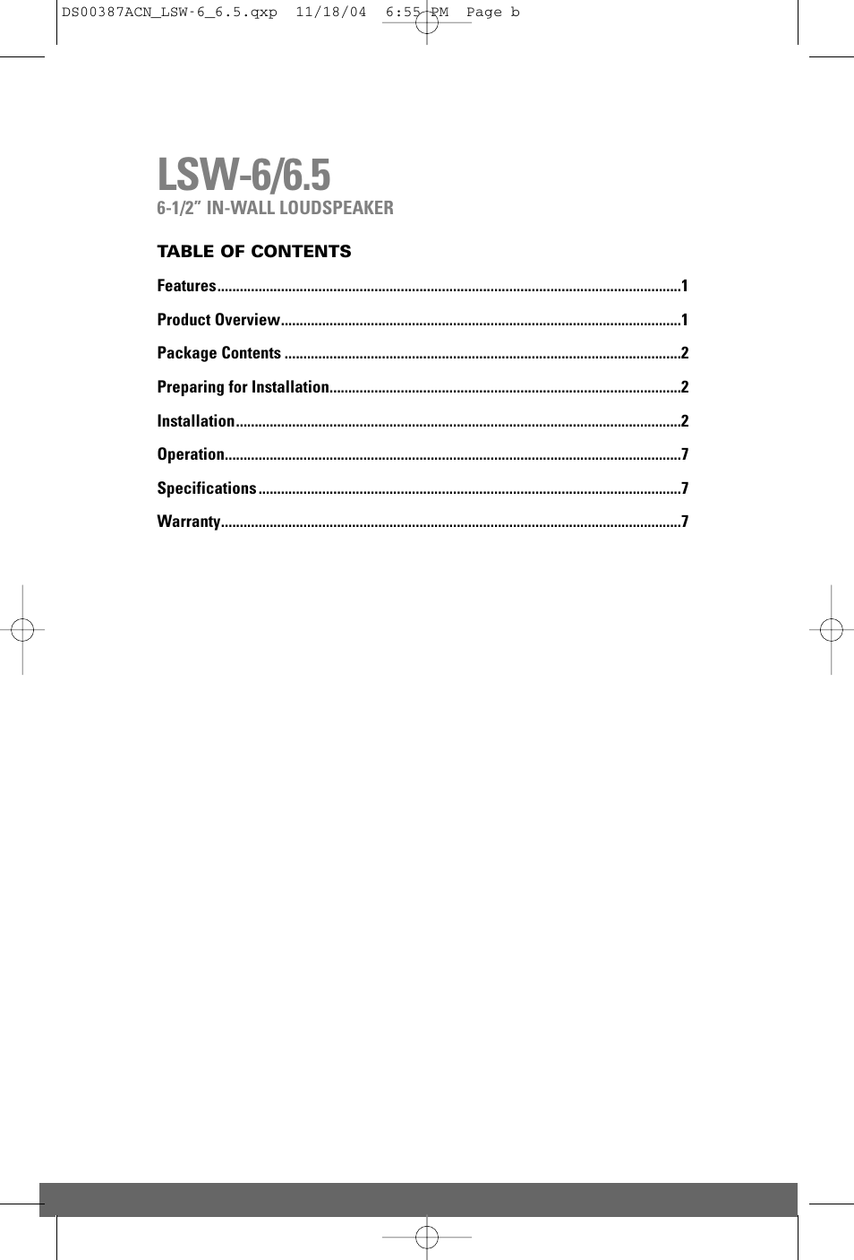 Lsw-6/6.5 | JobSite Systems LSW-6.5 User Manual | Page 2 / 12