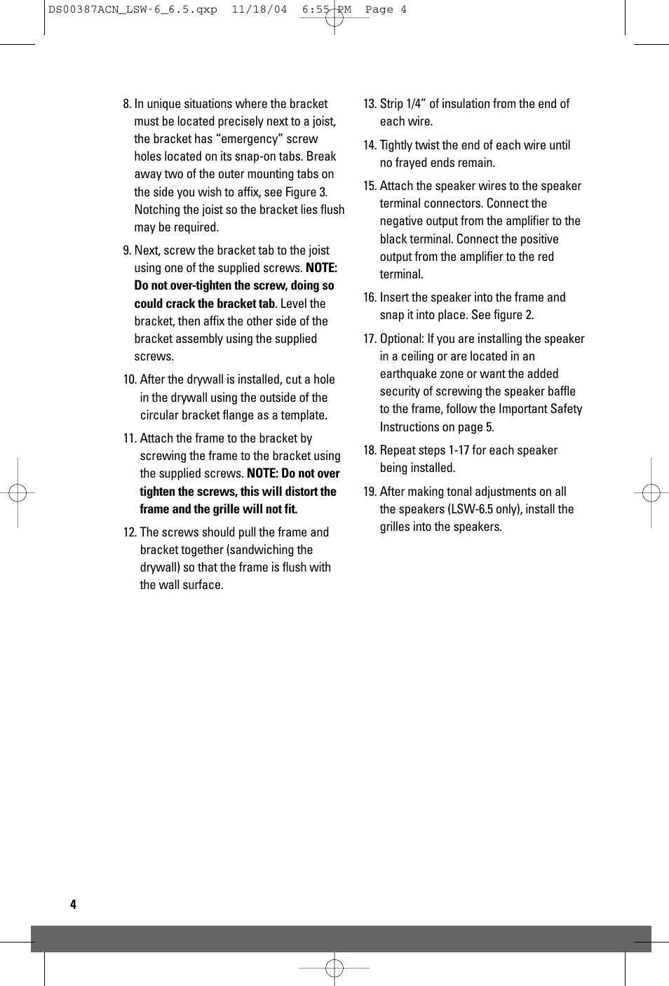 JobSite Systems LSW-6.5 User Manual | Page 6 / 12