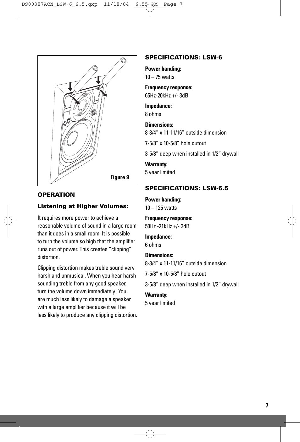 JobSite Systems LSW-6.5 User Manual | Page 9 / 12