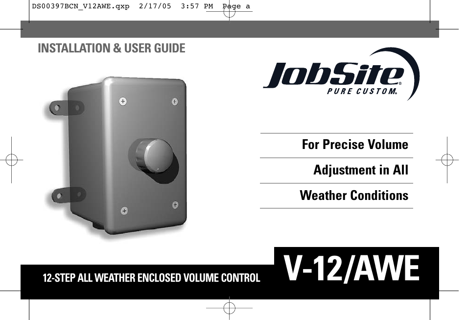 JobSite Systems V-12/AWE User Manual | 12 pages