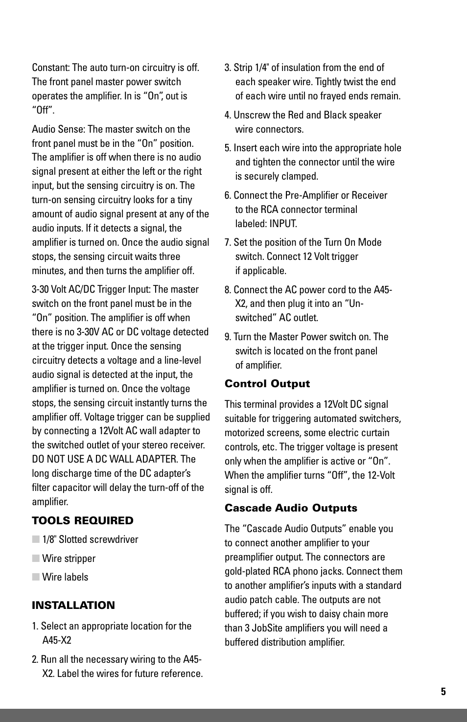 JobSite Systems A45-X2 User Manual | Page 7 / 12