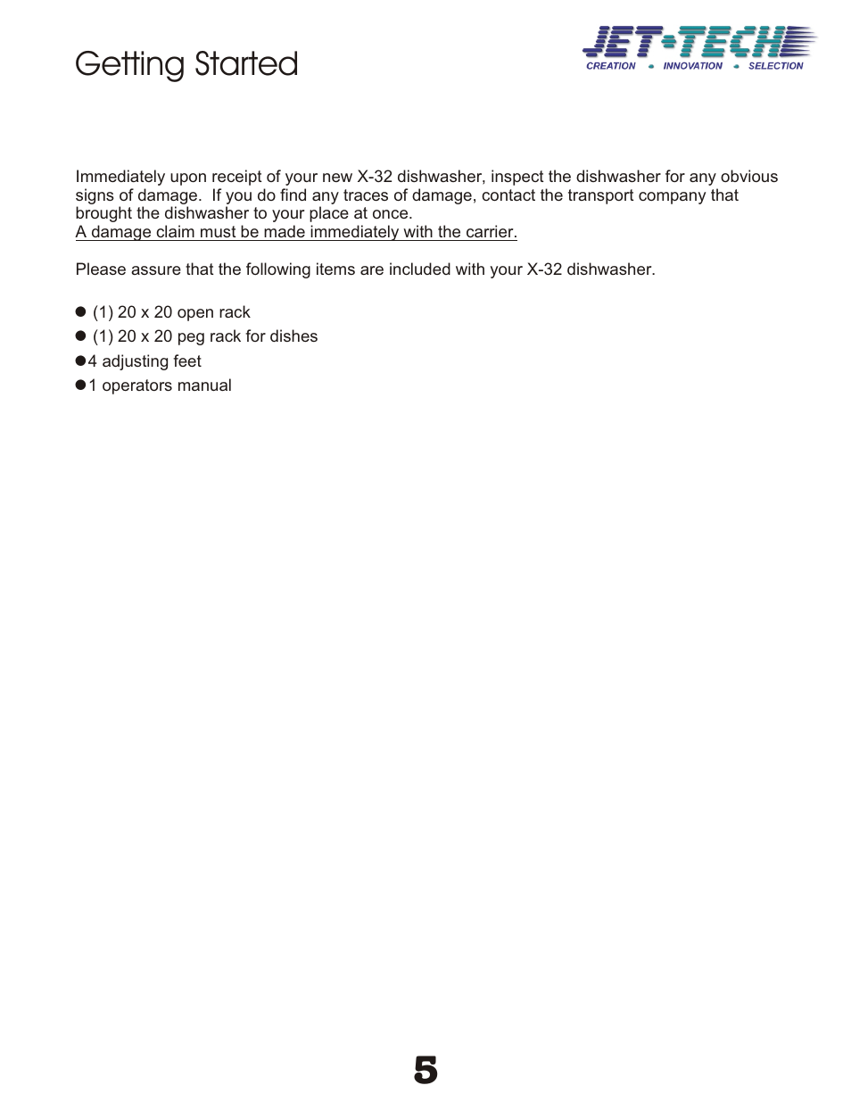 Getting started | Jettech Metal Products X-32 User Manual | Page 7 / 10