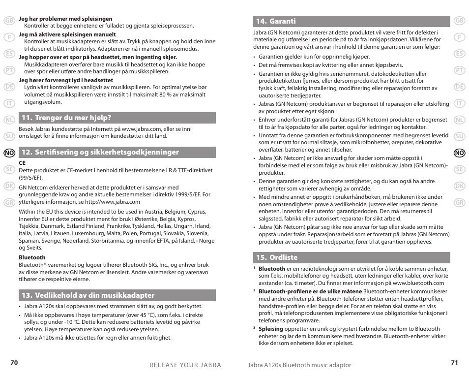 Jabra 81-00277 User Manual | Page 38 / 51