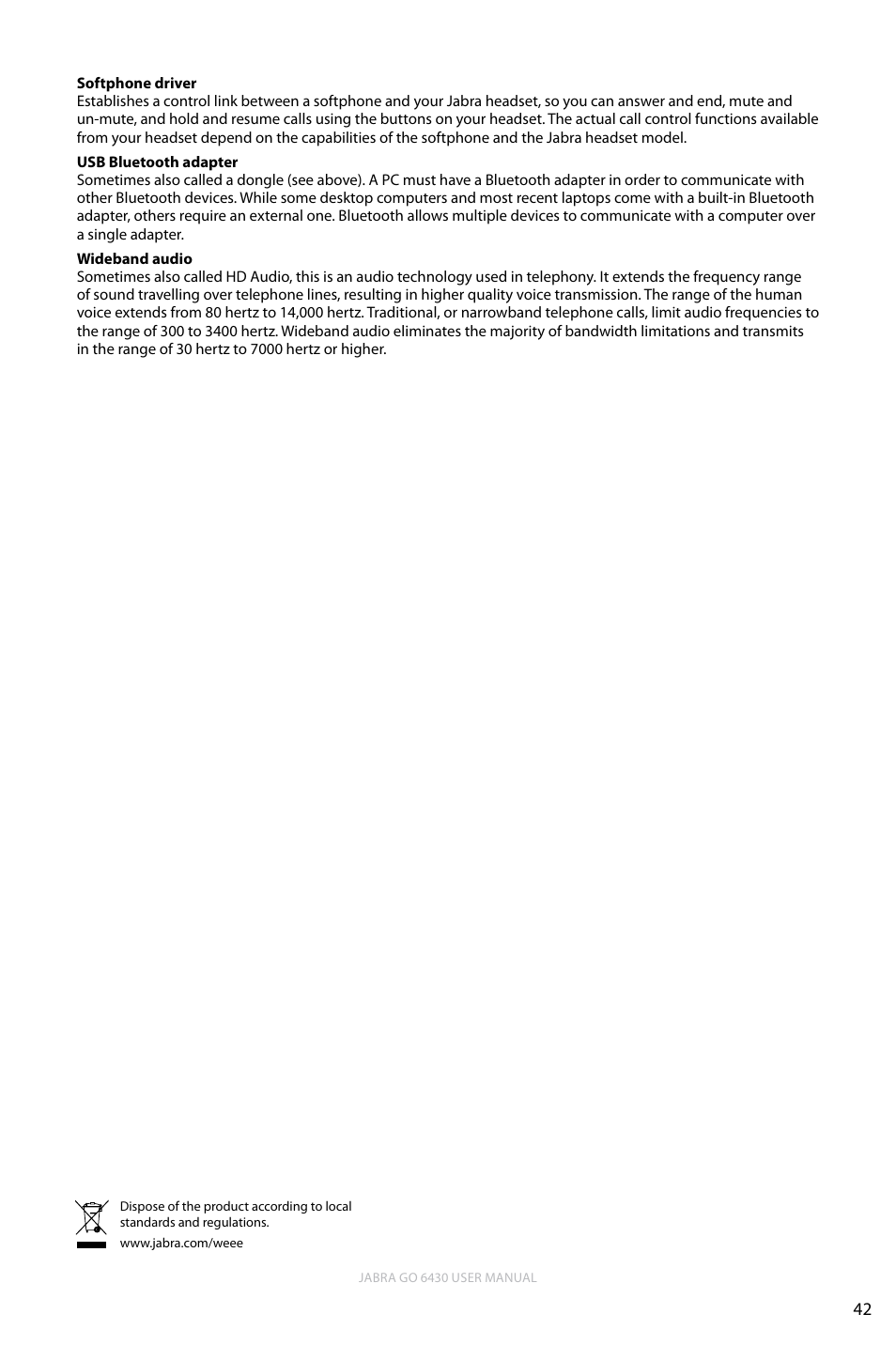 English | Jabra GO 6430 User Manual | Page 42 / 43