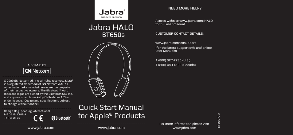 Jabra BT650S User Manual | 15 pages