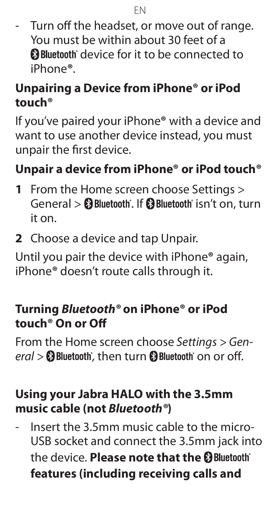 Jabra BT650S User Manual | Page 14 / 15