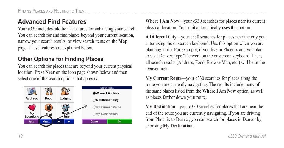 Advanced find features, Other options for finding places | Jabra c330 User Manual | Page 14 / 42