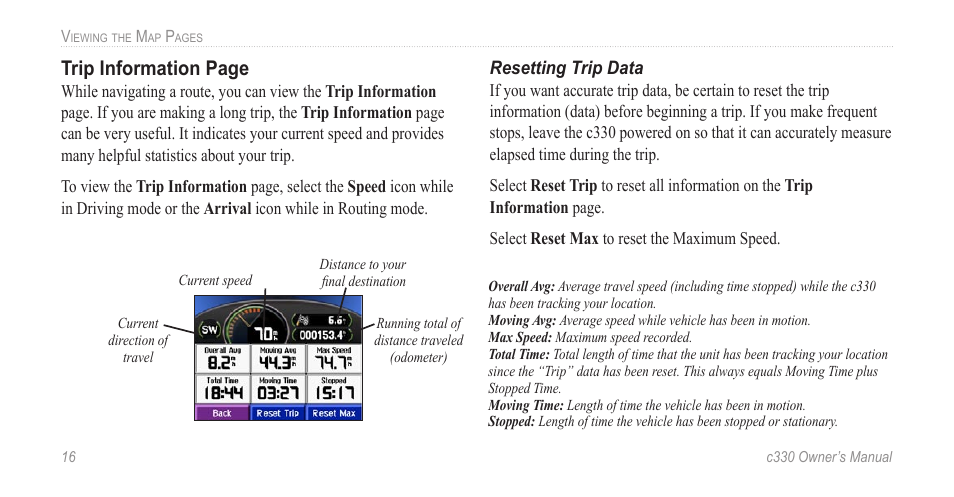 Trip information page | Jabra c330 User Manual | Page 20 / 42