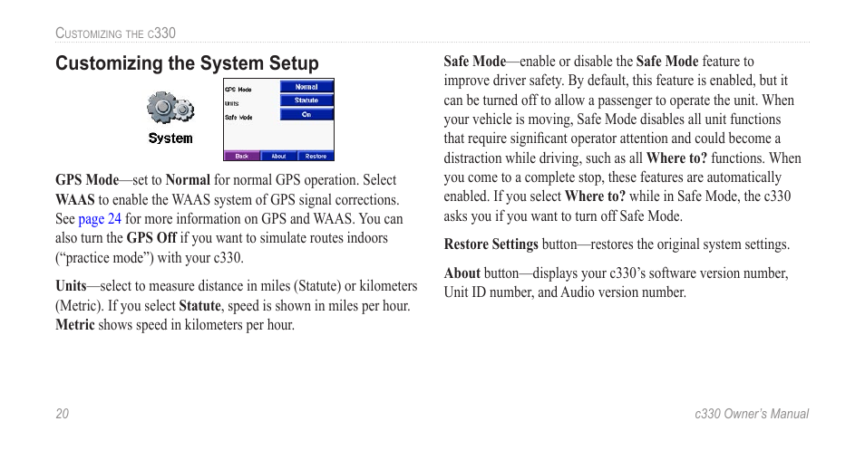 Customizing the system setup, O use the c330 in “practice” mode, O understand “safe mode | Jabra c330 User Manual | Page 24 / 42