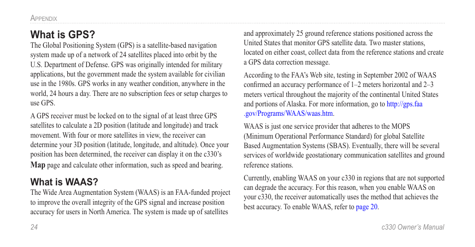 What is gps, What is waas | Jabra c330 User Manual | Page 28 / 42