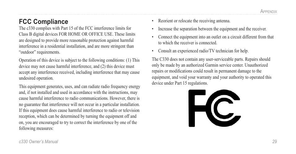 Fcc compliance | Jabra c330 User Manual | Page 33 / 42