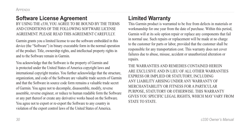 Software license agreement, Limited warranty, Software license agreement limited warranty | Jabra c330 User Manual | Page 34 / 42