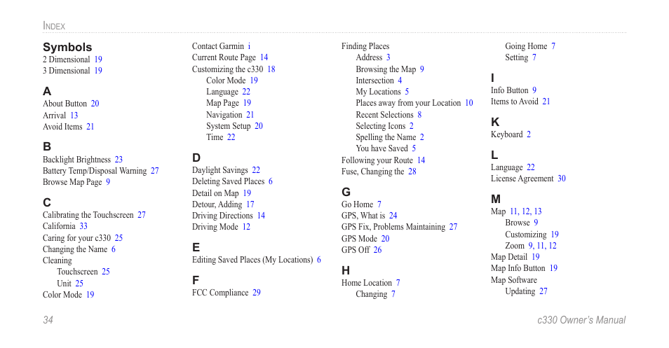 Index, Symbols | Jabra c330 User Manual | Page 38 / 42