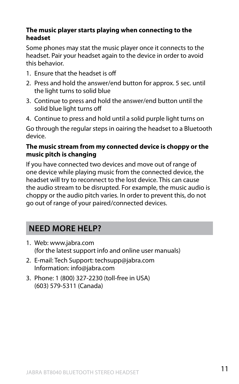 En g li sh, Need more help | Jabra BT8040 User Manual | Page 13 / 19