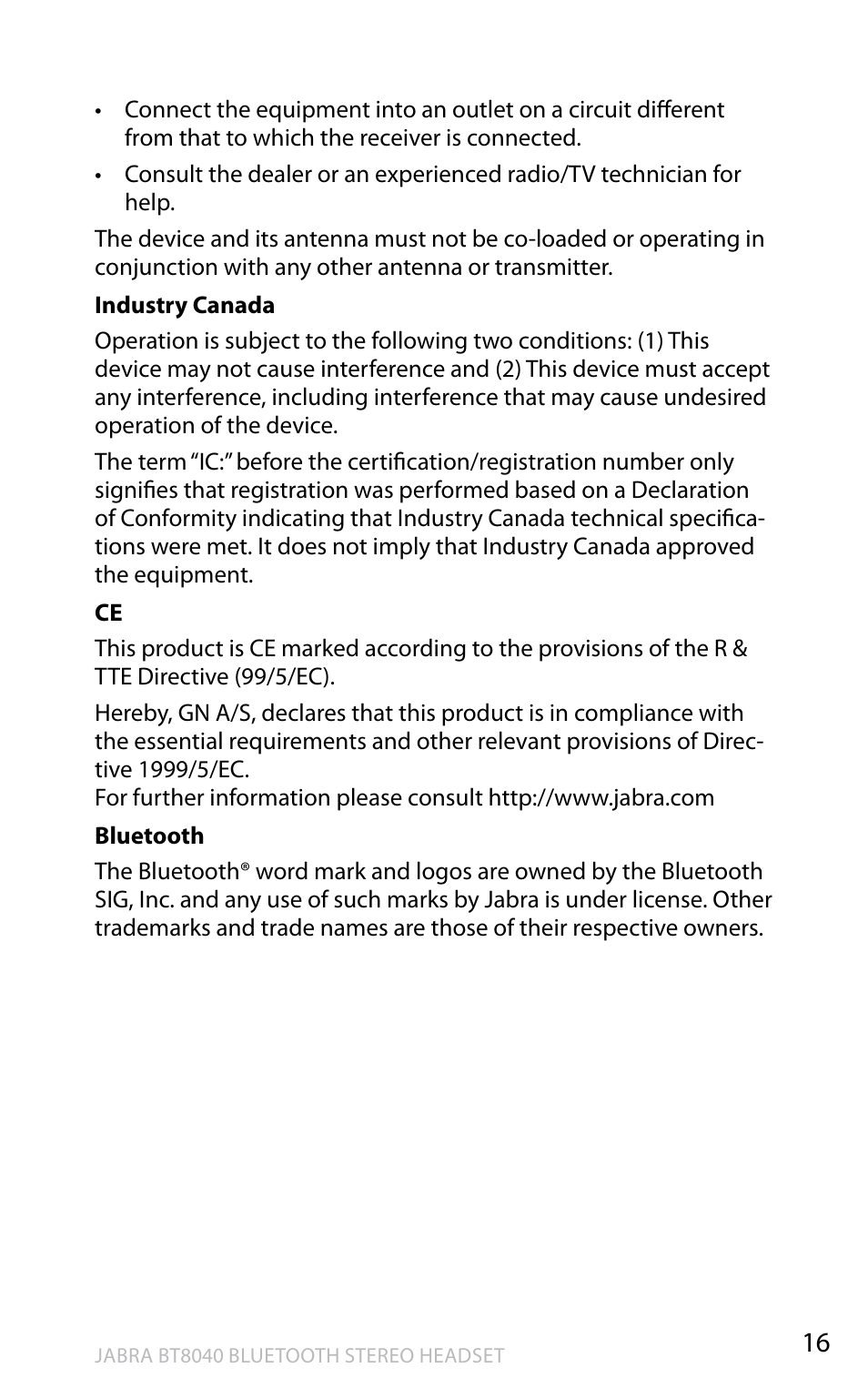 En g li sh | Jabra BT8040 User Manual | Page 18 / 19