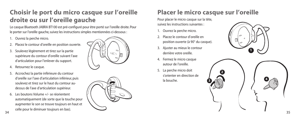 Placer le micro casque sur l’oreille | Jabra BT100 User Manual | Page 18 / 101