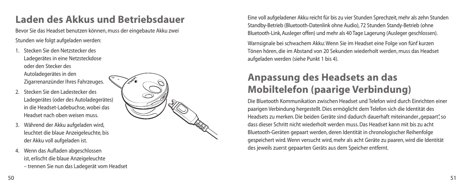 Laden des akkus und betriebsdauer | Jabra BT100 User Manual | Page 26 / 101
