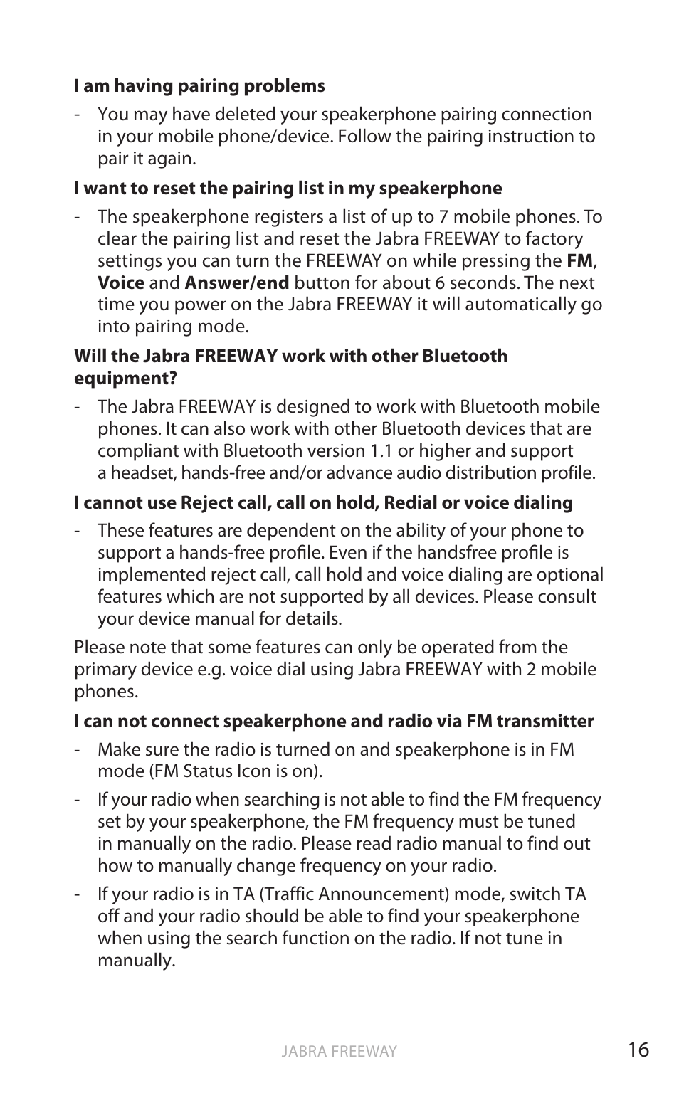 En g li sh | Jabra FREEWAY User Manual | Page 17 / 21