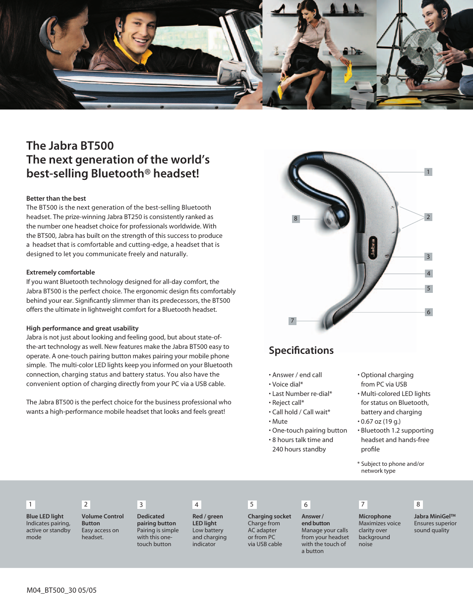 Speciﬁcations | Jabra BT500 User Manual | Page 2 / 2