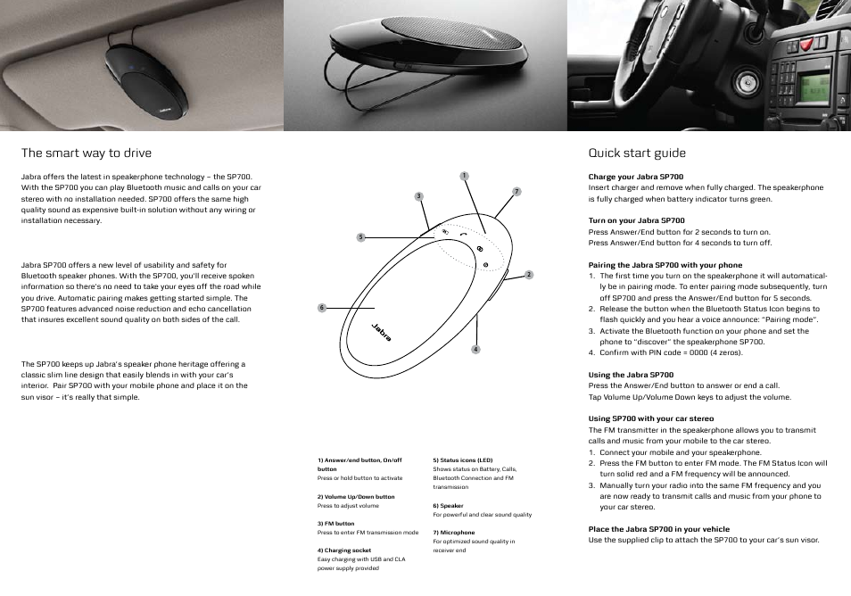 The smart way to drive quick start guide | Jabra SP700 User Manual | Page 2 / 2
