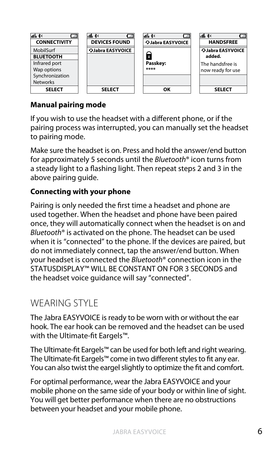 Wearing style, English | Jabra Easyvoice OTE4 User Manual | Page 7 / 14