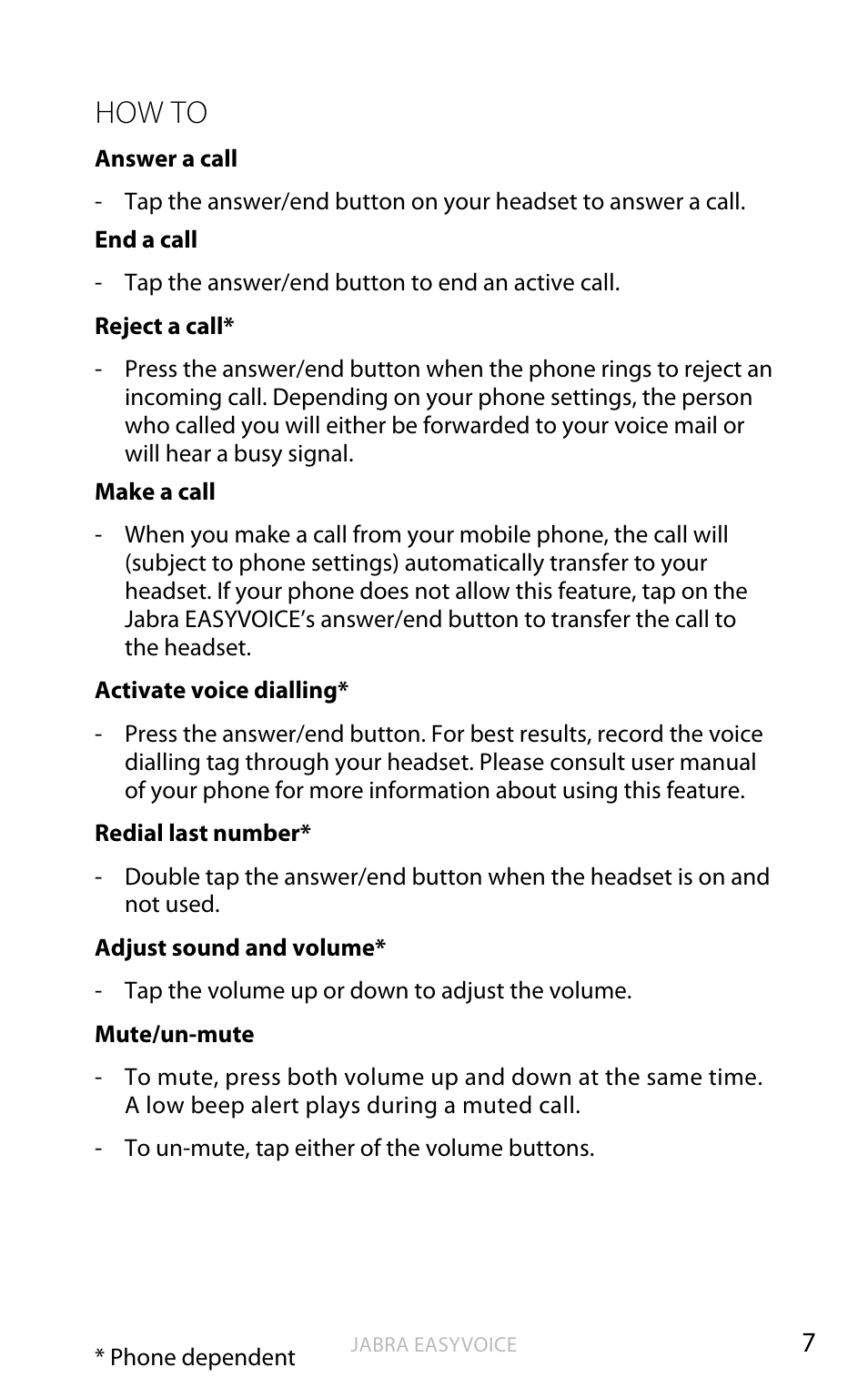 How to, English | Jabra Easyvoice OTE4 User Manual | Page 8 / 14