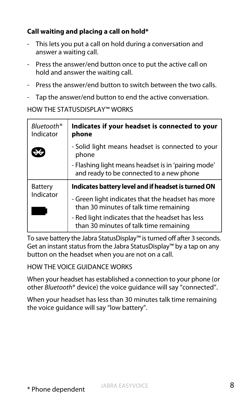 Using jabra easygo with two mobile phones, Using jabra easyvoice with two mobile phones, English | Jabra Easyvoice OTE4 User Manual | Page 9 / 14