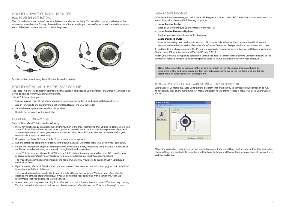 How to activate optional features, How to install and use the jabra pc suite | Jabra LINK 280 User Manual | Page 4 / 8