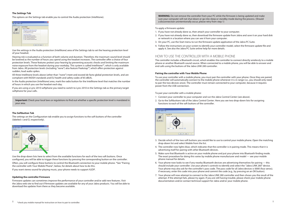 How to use the controller with a mobile phone | Jabra LINK 280 User Manual | Page 5 / 8