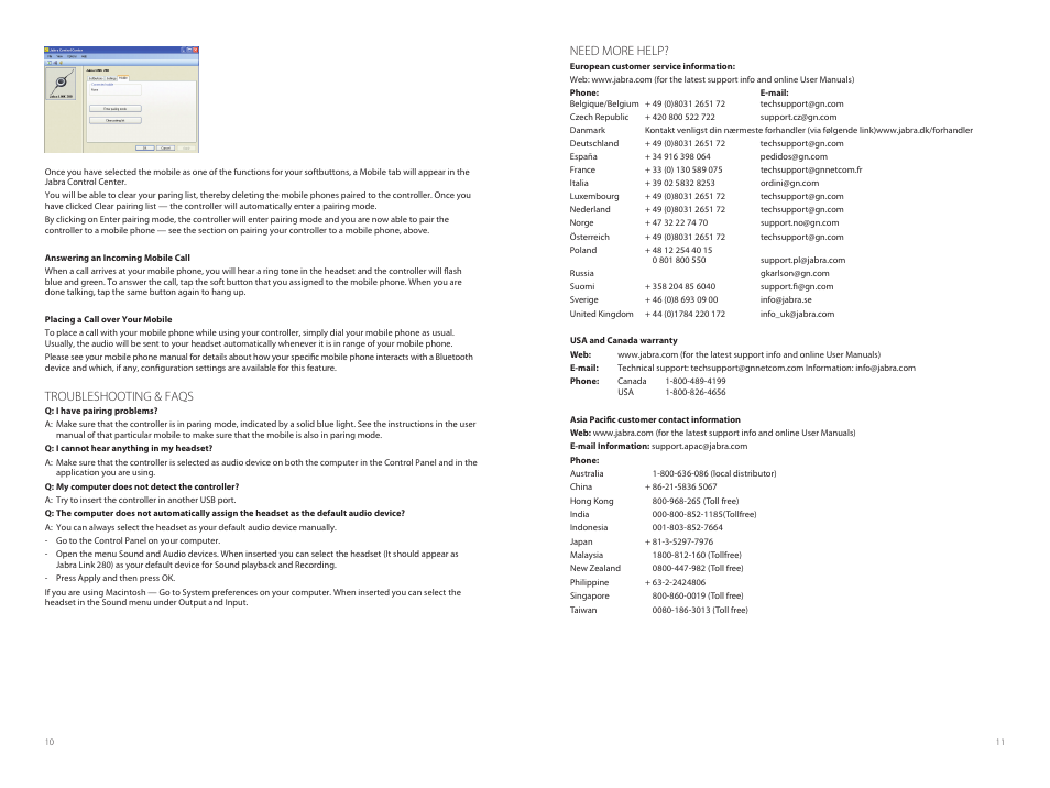 Troubleshooting & faqs, Need more help | Jabra LINK 280 User Manual | Page 6 / 8