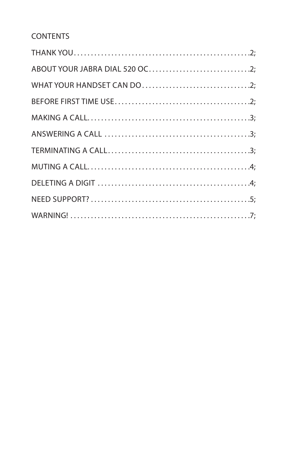 English | Jabra DIAL 520 OC User Manual | Page 2 / 22