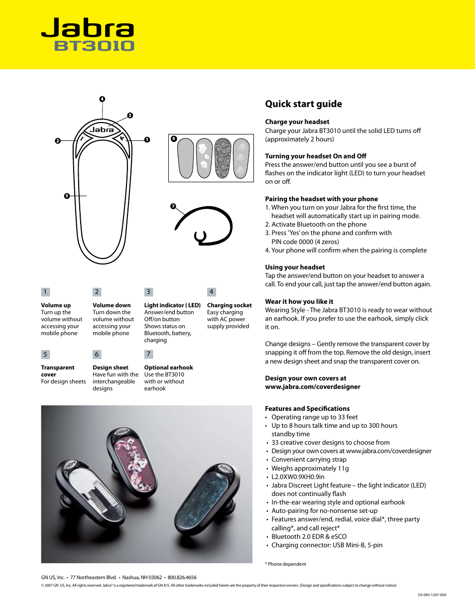 Jabra, Bt3010, Quick start guide | Jabra BT3010 User Manual | Page 2 / 2