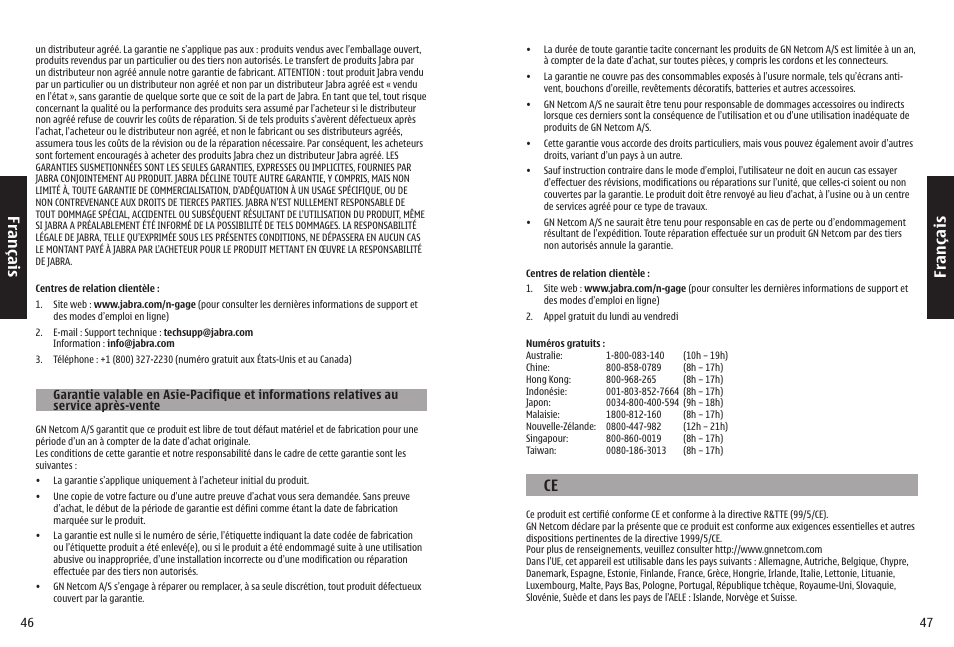 Fr an ça is | Jabra N-Gage QD User Manual | Page 26 / 51