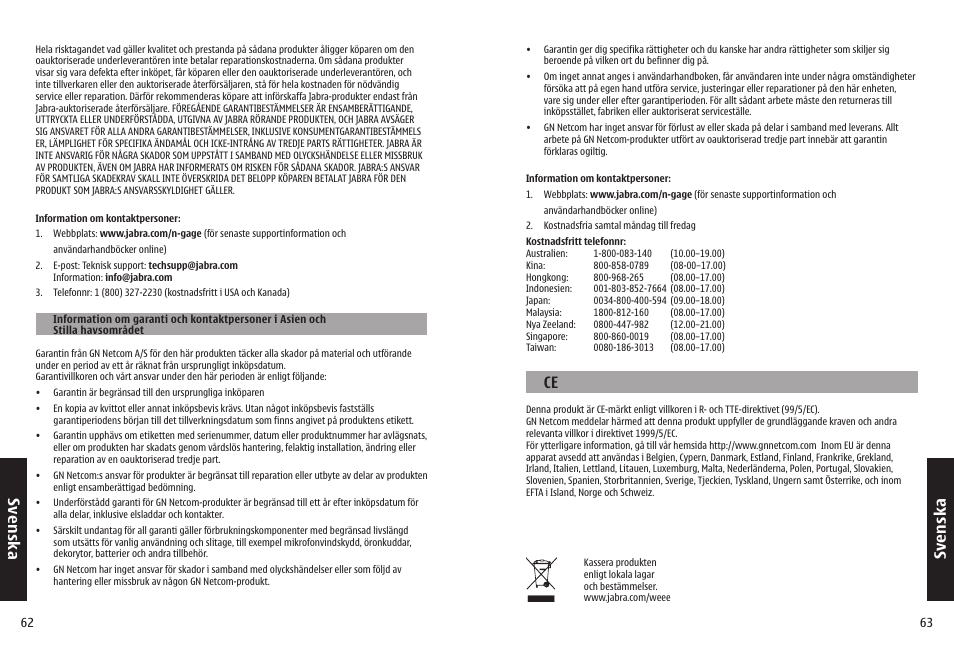 Sv en sk a | Jabra N-Gage QD User Manual | Page 34 / 51
