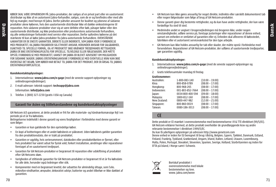 Dan sk | Jabra N-Gage QD User Manual | Page 38 / 51