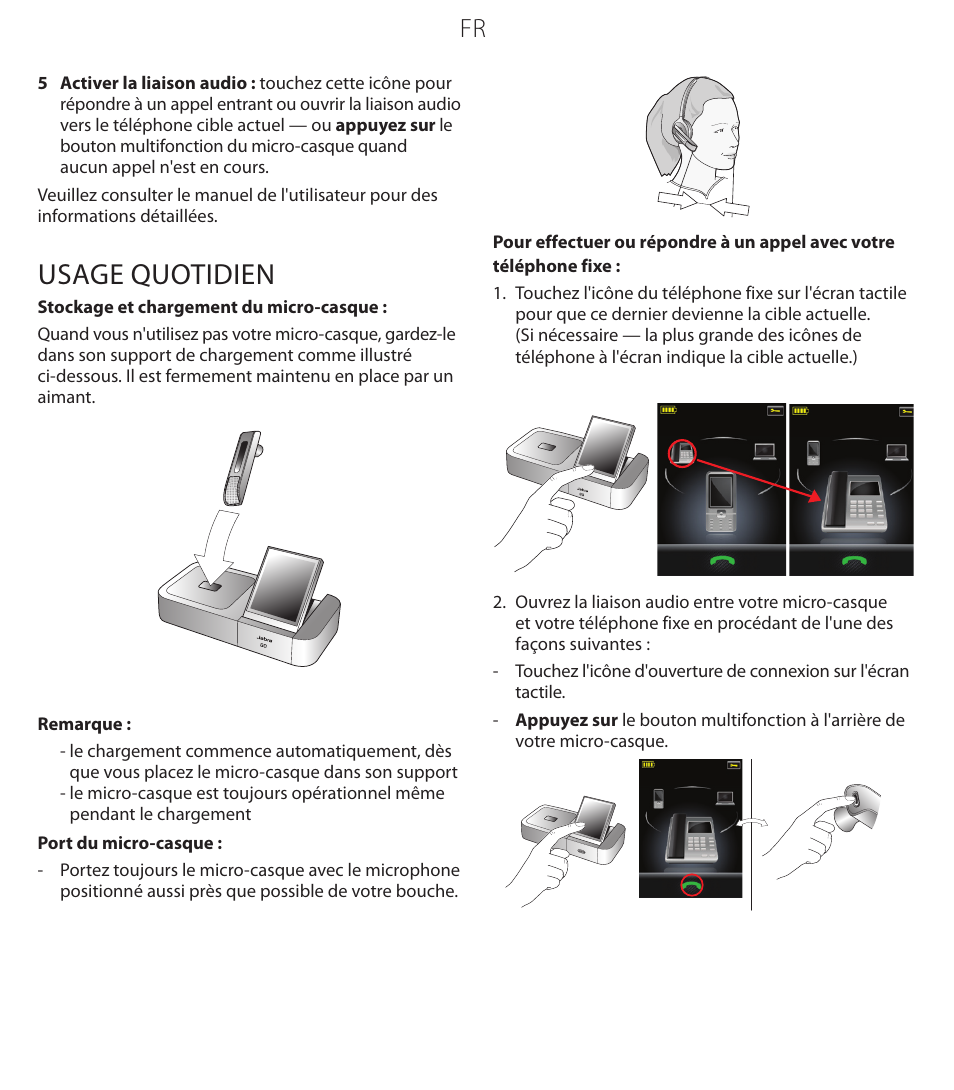 Usage quotidien | Jabra GO 6470 User Manual | Page 15 / 40