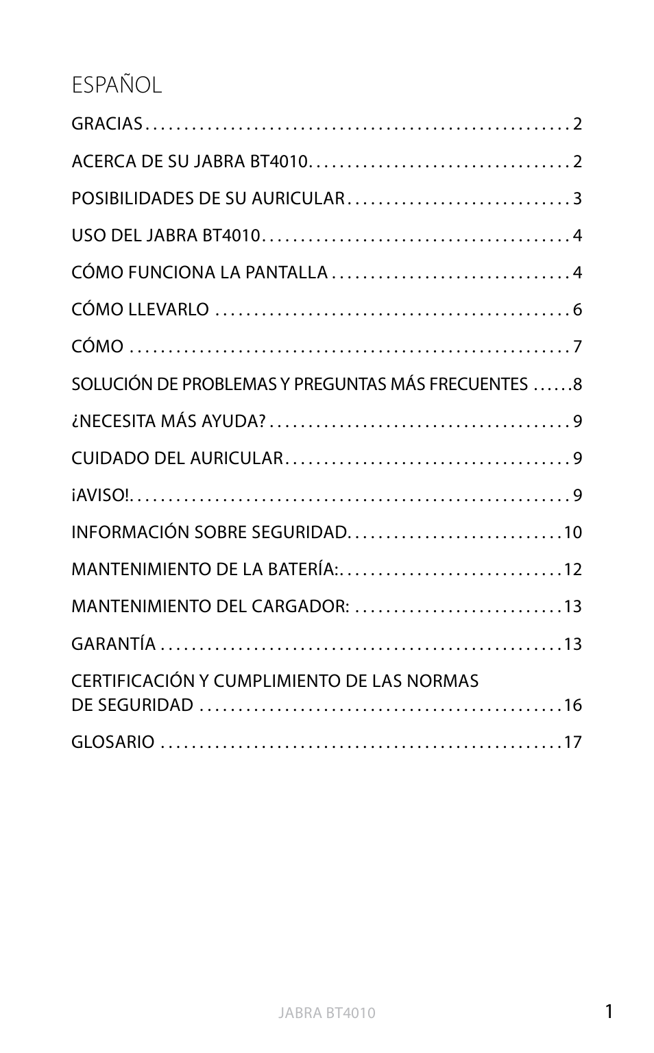 English, Español | Jabra BT4010 User Manual | Page 19 / 73