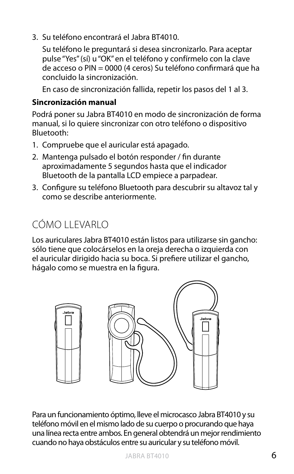 English, Cómo llevarlo | Jabra BT4010 User Manual | Page 24 / 73