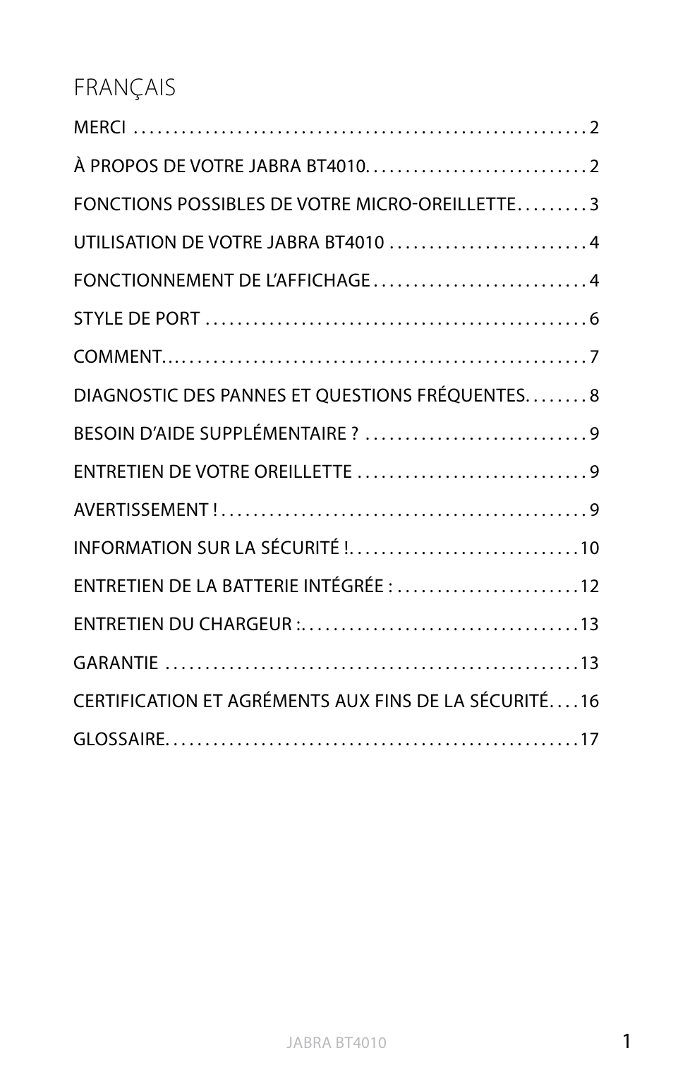 English, Français | Jabra BT4010 User Manual | Page 37 / 73