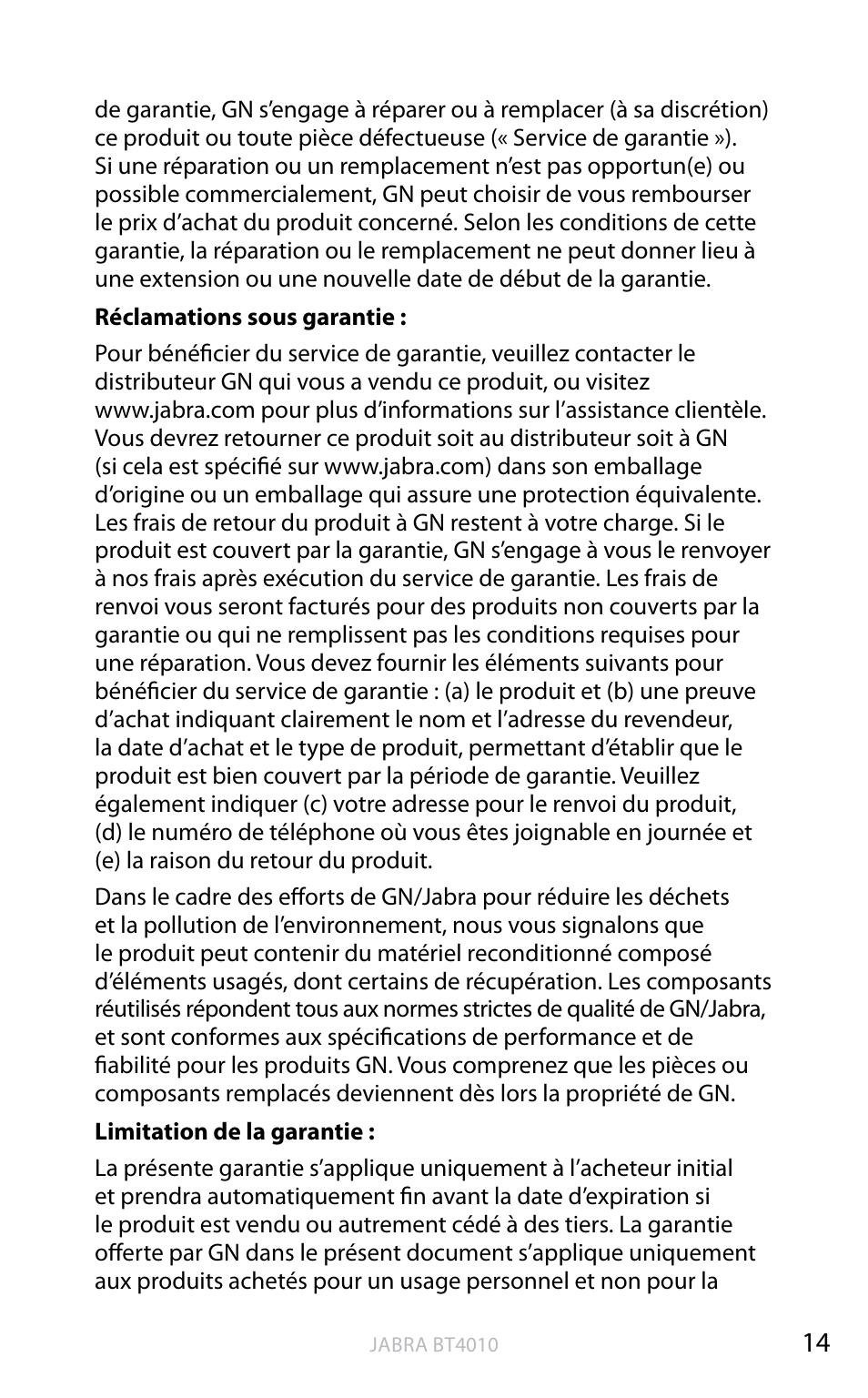 English | Jabra BT4010 User Manual | Page 50 / 73