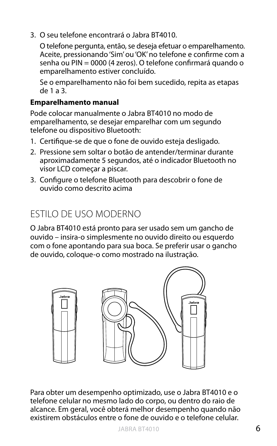 English, Estilo de uso moderno | Jabra BT4010 User Manual | Page 60 / 73