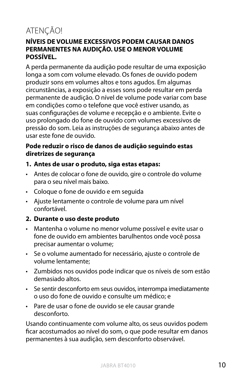 English, Atenção | Jabra BT4010 User Manual | Page 64 / 73