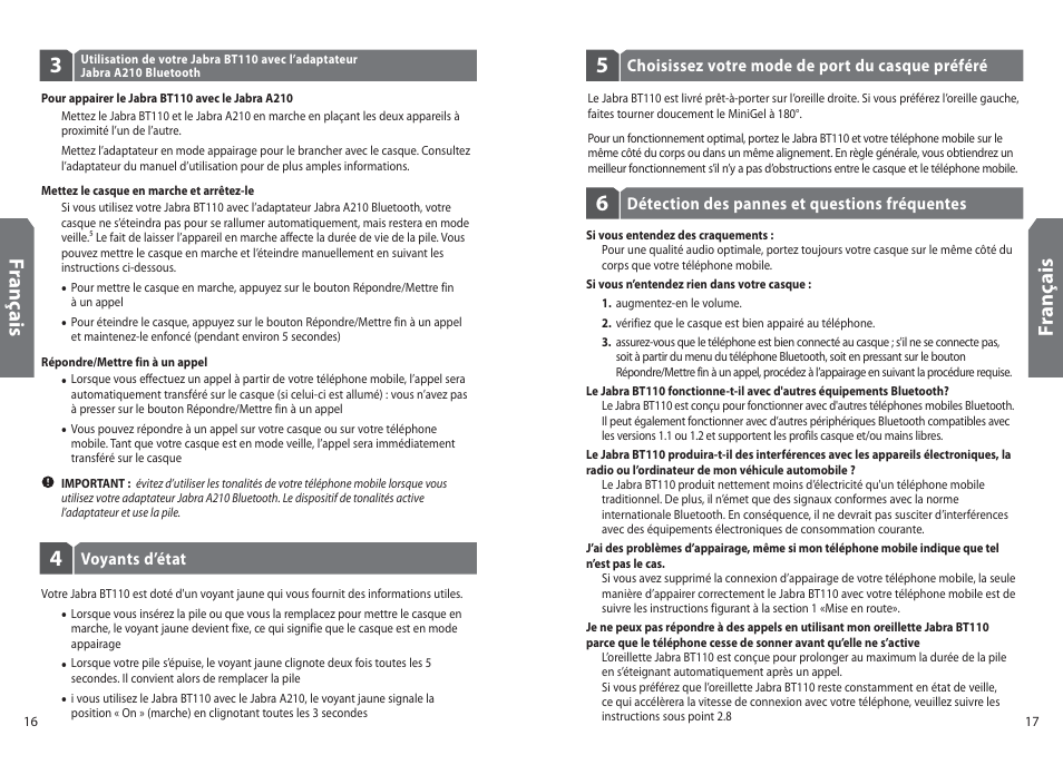 Fr an ça is | Jabra BT110 User Manual | Page 10 / 65