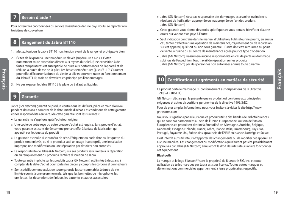 Fr an ça is | Jabra BT110 User Manual | Page 11 / 65