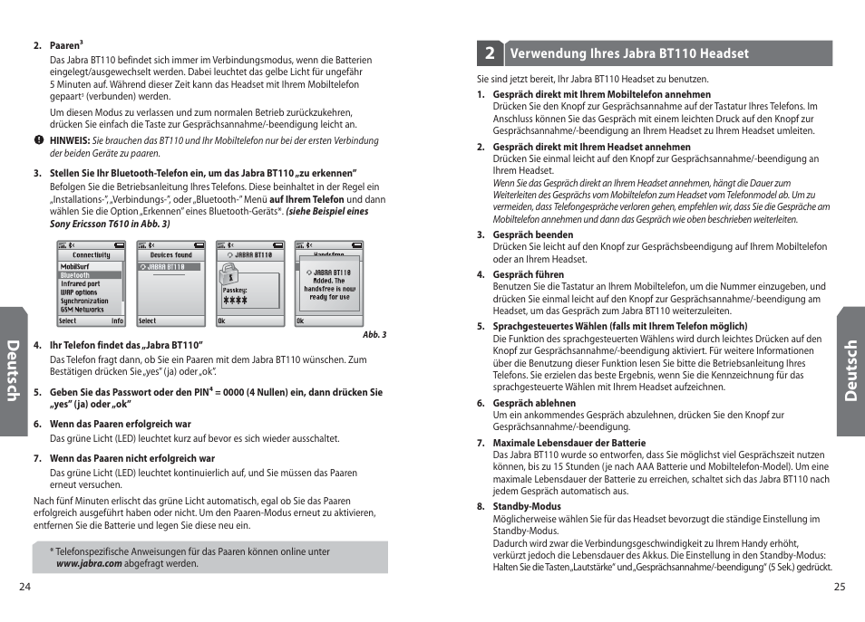 Deu ts ch | Jabra BT110 User Manual | Page 14 / 65