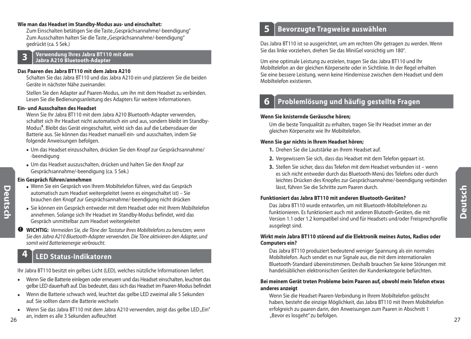 Deu ts ch | Jabra BT110 User Manual | Page 15 / 65