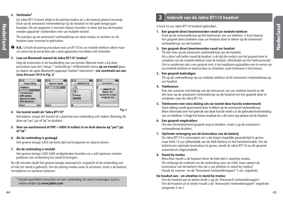 Ned er la n d | Jabra BT110 User Manual | Page 24 / 65