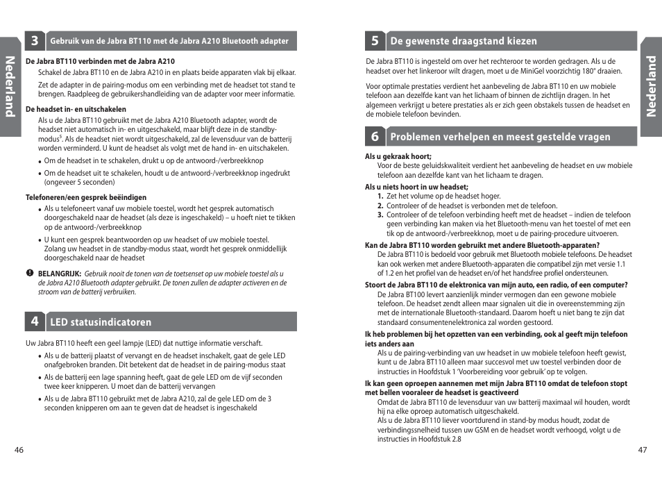 Ned er la n d | Jabra BT110 User Manual | Page 25 / 65