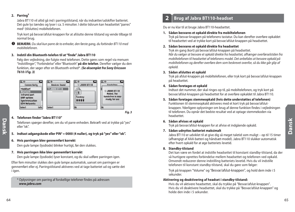 Dan sk | Jabra BT110 User Manual | Page 34 / 65