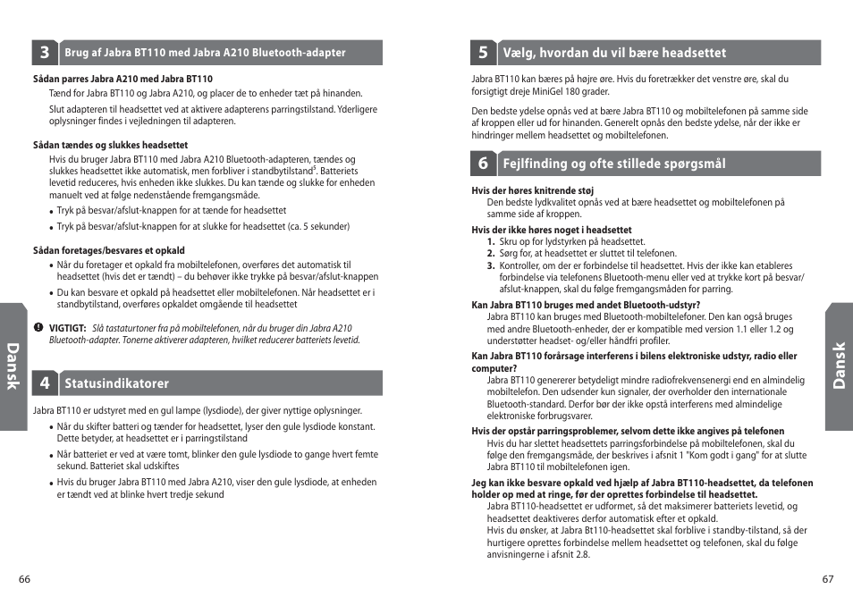 Dan sk | Jabra BT110 User Manual | Page 35 / 65